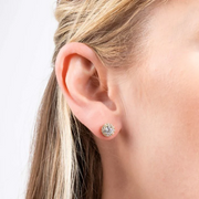 Yellow Gold Plated Halo Stud Earrings