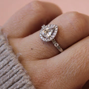Platinum Pear Cut Halo Engagement Ring