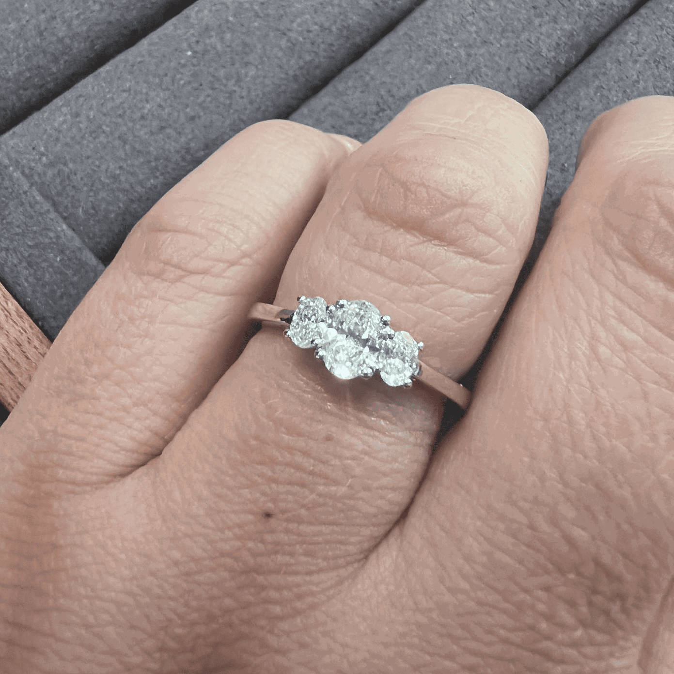 Lab Grown Diamond Trilogy With Oval Stones Engagement Ring