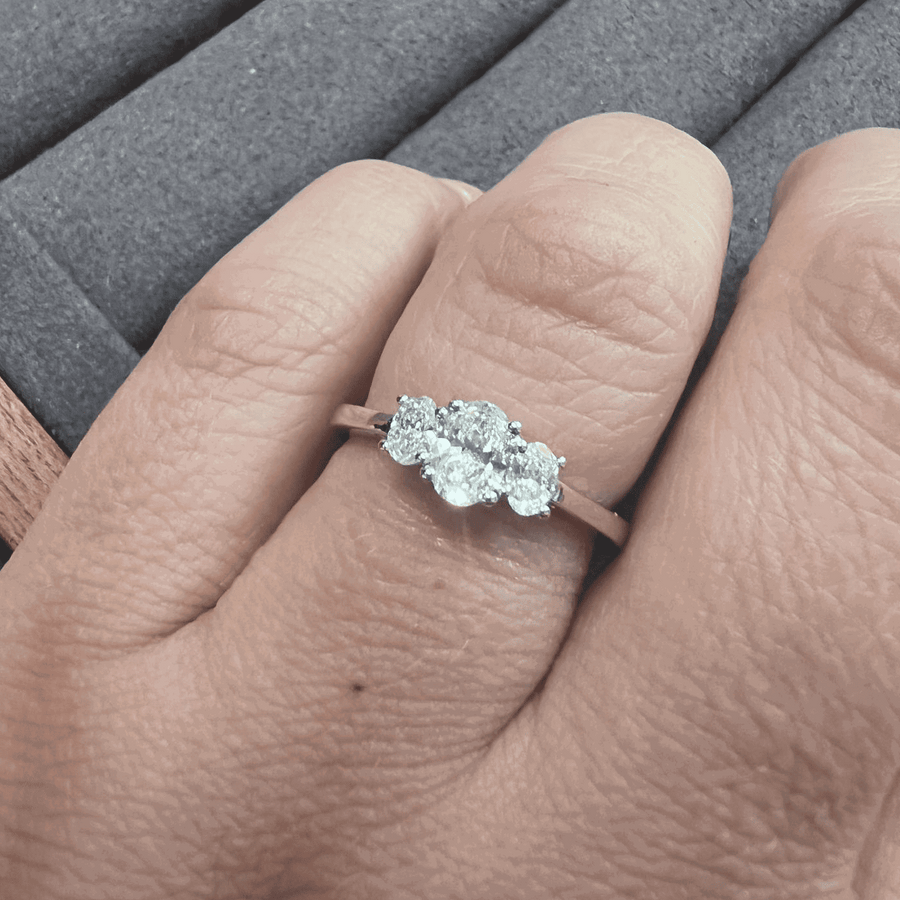 Lab Grown Diamond Trilogy With Oval Stones Engagement Ring