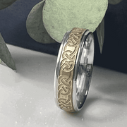 Men's Two Tone Gold  Wedding Ring With Celtic Design