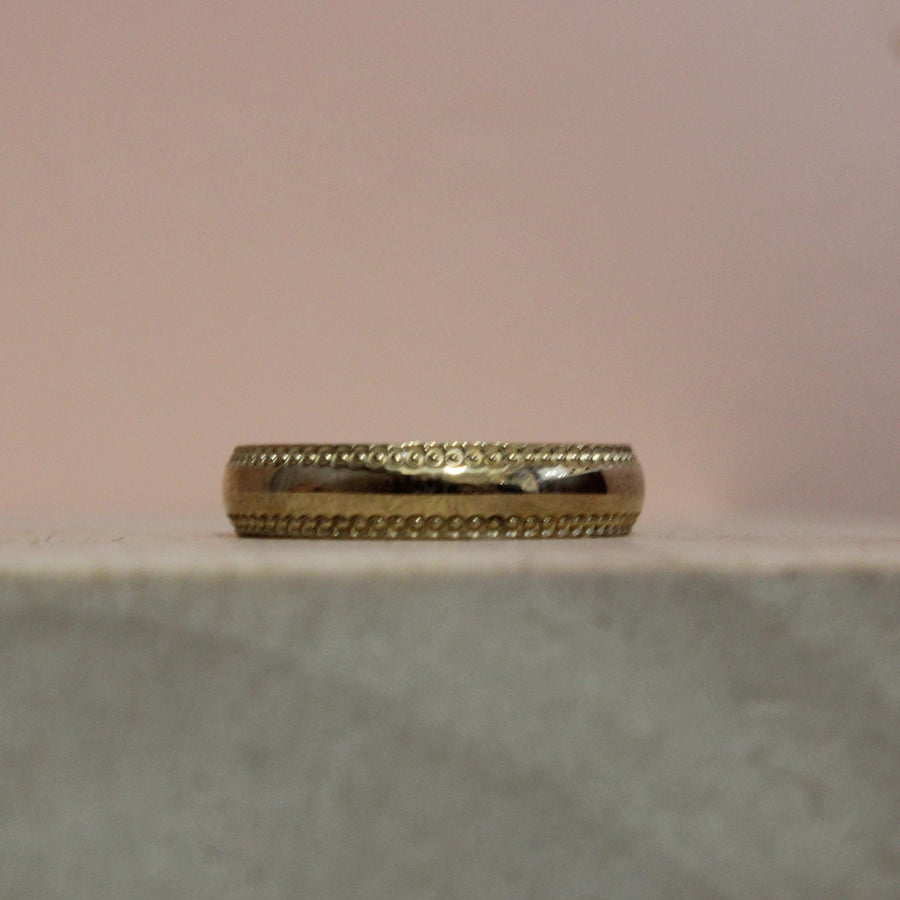 Yellow Gold Court Wedding Ring With Milgrain Edge