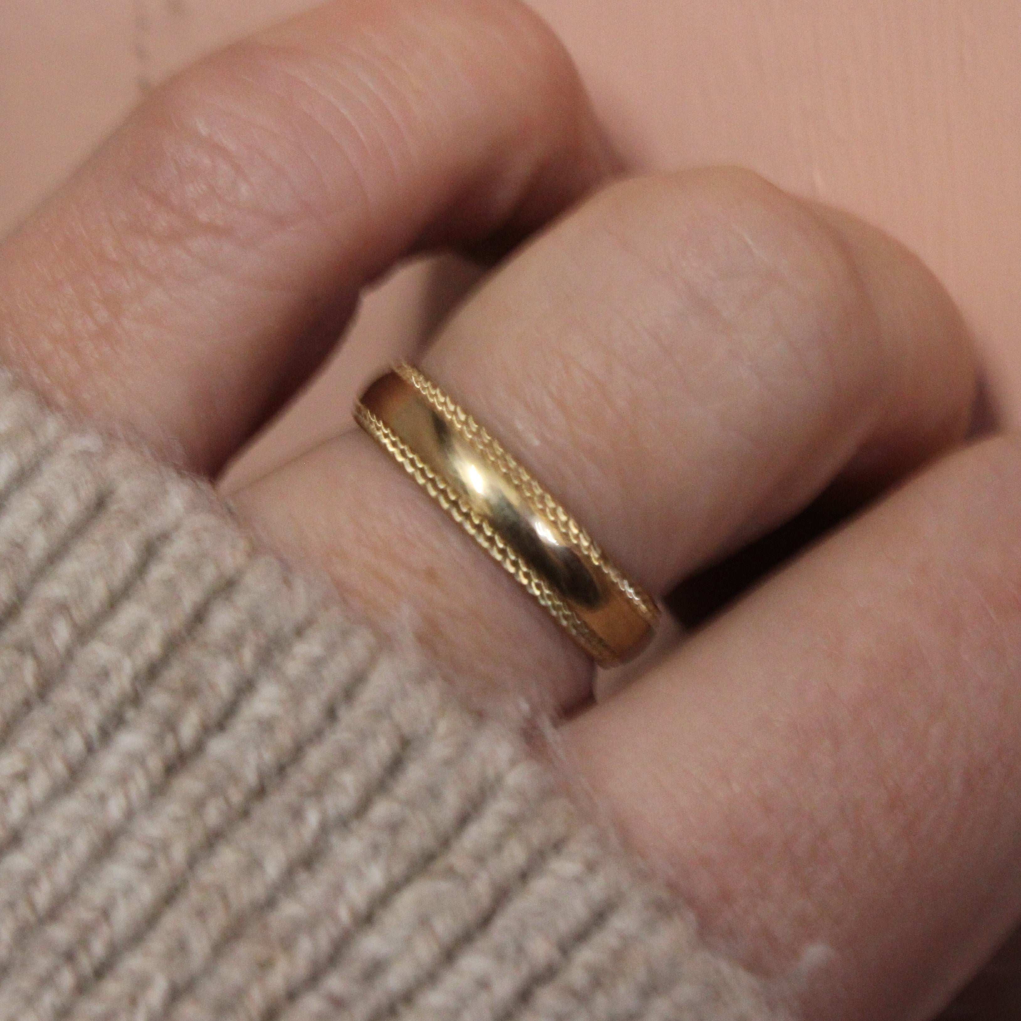 Yellow Gold Court Wedding Ring With Milgrain Edge