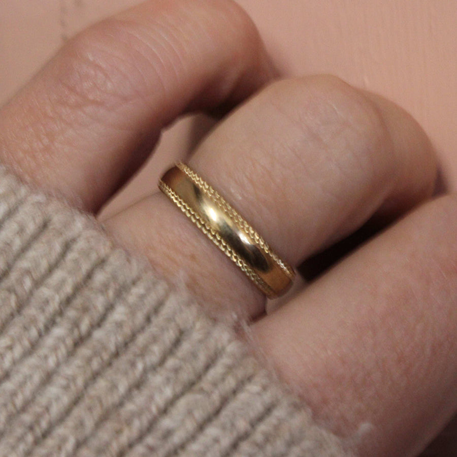 Yellow Gold Court Wedding Ring With Milgrain Edge