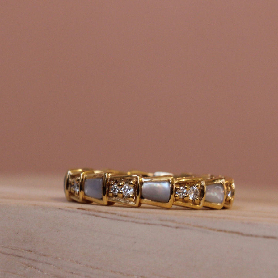 Mother of Pearl And Diamond 18ct Yellow Gold Dress Ring