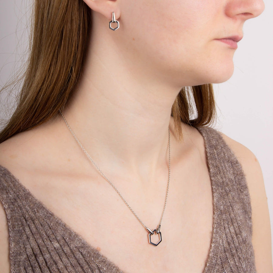 Interlinking Hexagonal Statement Necklace