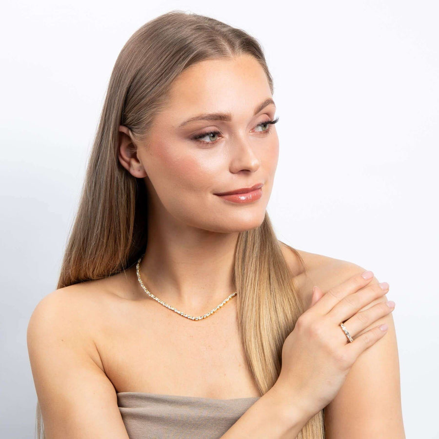 Gold Plated Diamonfire Baguette and Round Zirconia Ring