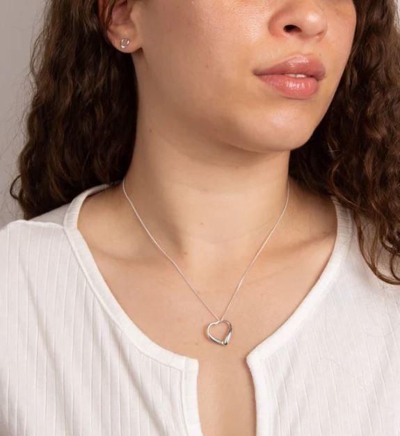 Sterling Silver Open Heart Stud Earrings