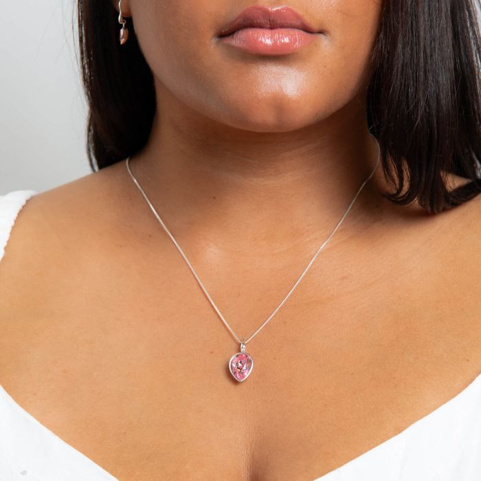 Light Rose Pear Shape Crystal Pendant