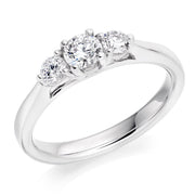 Platinum And Diamond Trilogy Engagement Ring With 3 Claw Shoulders