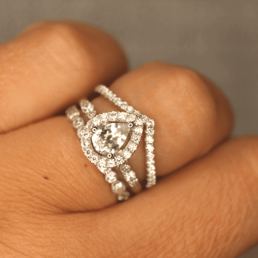 Platinum Pear Cut Halo Engagement Ring