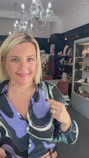 Dainty Cz shape charm necklace on paperlink chain