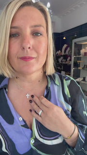 Silver sparkley dainty cross necklace pendant