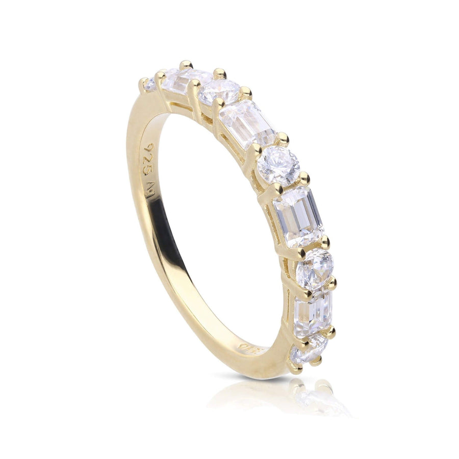 Gold Plated Diamonfire Baguette and Round Zirconia Ring