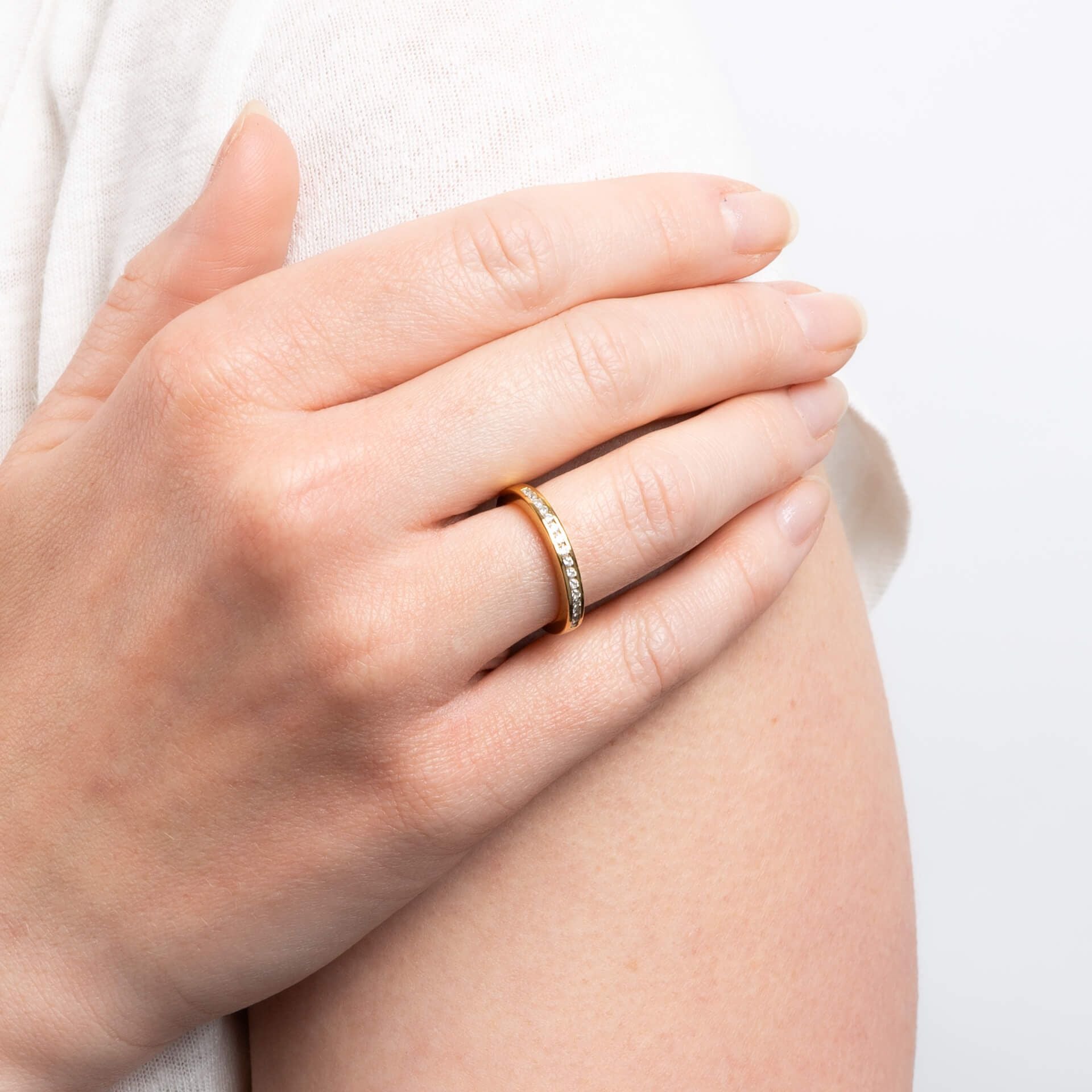 Gold Plated Diamonfire Channel Set Half Eternity Ring
