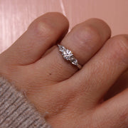 Platinum Round And Pear Cut Diamond Trilogy Engagement Ring