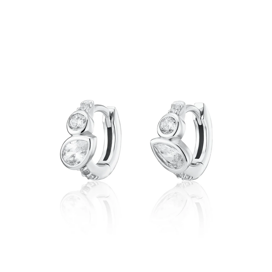 Scream Pretty x Hannah Martin Silver Toi Et Moi Huggie Earrings