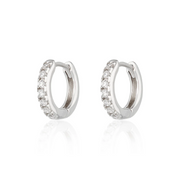 Scream Pretty Silver Huggie Earrings with Clear Stones