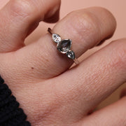 Platinum Salt and Pepper Diamond Trilogy Engagement Ring