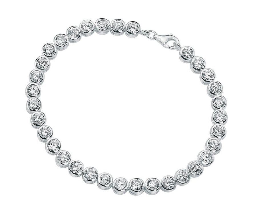 Silver And Diamond Rubover Tennis Bracelet
