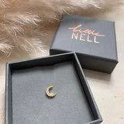 Single Barbell Stud Jewelled Moon Gold Vermeil