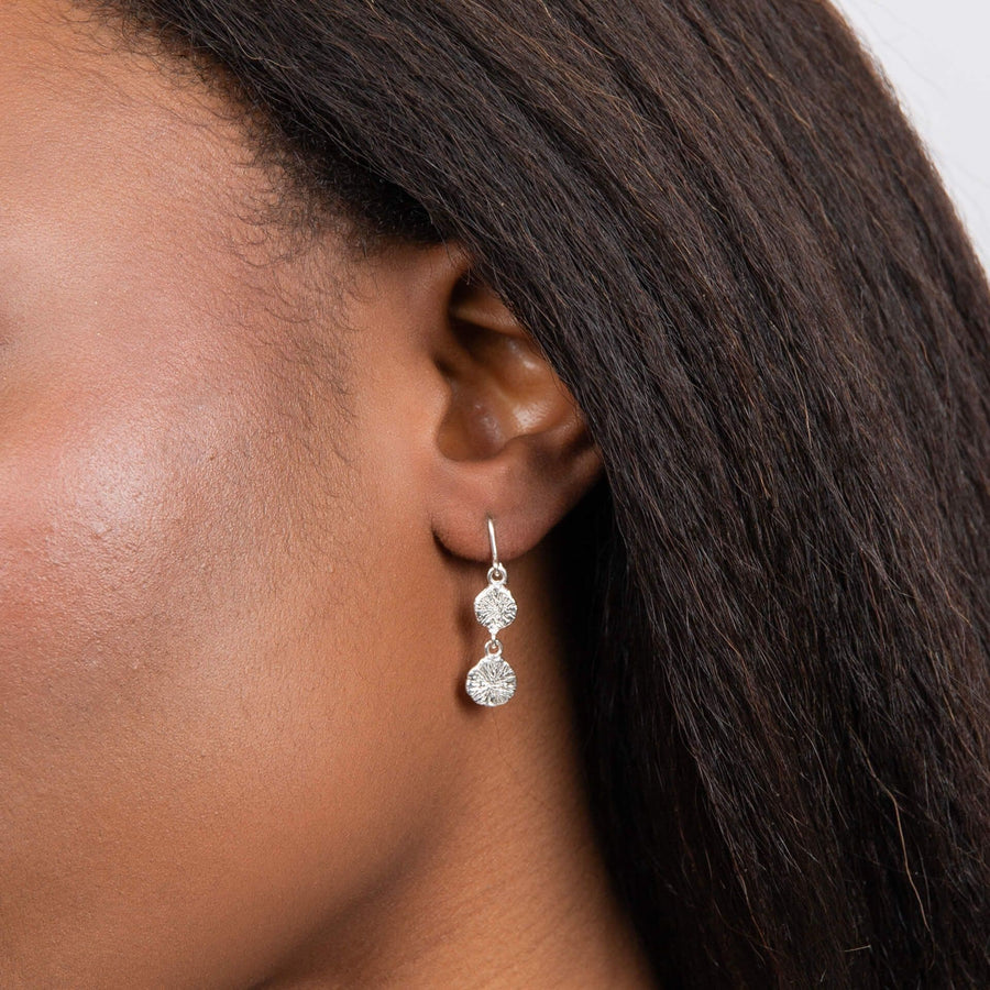 Spray Textured Discs Drop Earrings