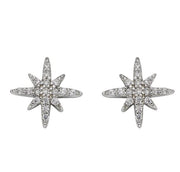Pave Set Cubic Zirconia Starburst Stud Earrings