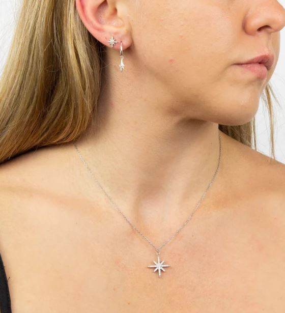 Pave Set Cubic Zirconia Starburst Stud Earrings