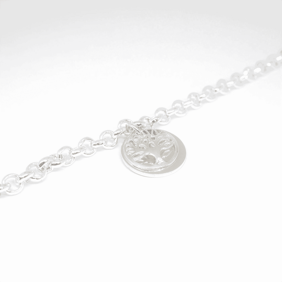 Sterling Silver Personalised Tree Of Life Charm Bracelet Free Engraving