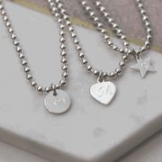 Sterling Silver Stacking Gappy Ball Bracelet And Heart And Star Charm Personalised