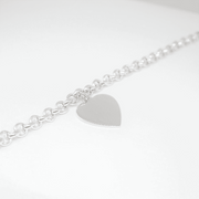 Sterling Silver With Large Heart Charm On Link Bracelet With Free Engraving