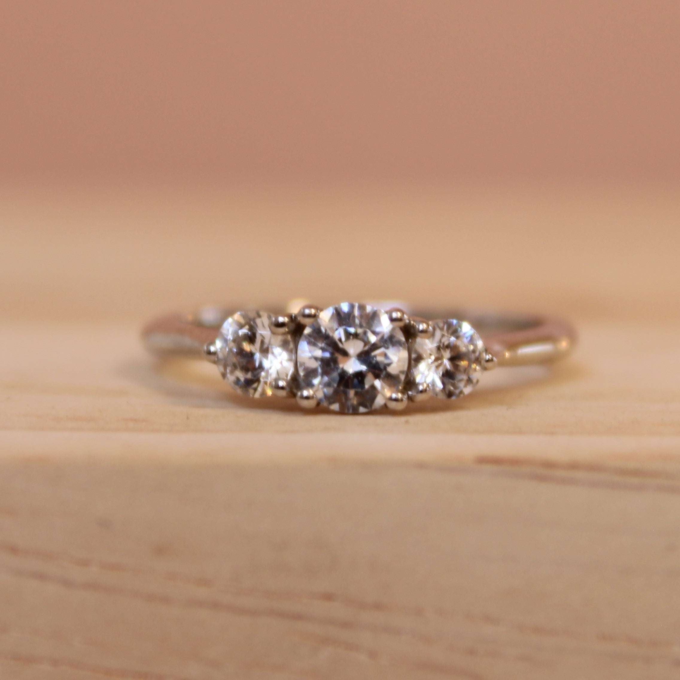 Platinum And Diamond Trilogy Engagement Ring With 3 Claw Shoulders