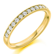 Vintage Grain Diamond Yellow Gold Wedding Ring | 0.33ct Milgrain & Bead Detail