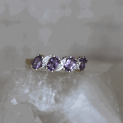 Vintage Inspired Amethyst And Diamond 9ct Yellow Gold Special Dress Ring