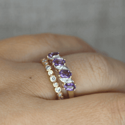 Vintage Inspired Amethyst And Diamond 9ct Yellow Gold Special Dress Ring