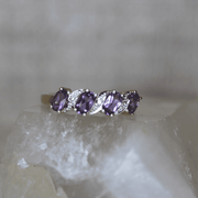 Vintage Inspired Amethyst And Diamond 9ct Yellow Gold Special Dress Ring