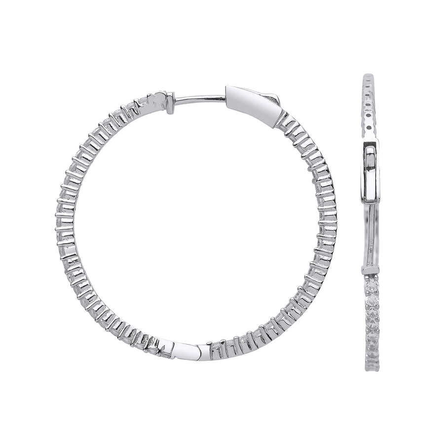 Sterling Silver CZ Claw Set Hoop Earrings