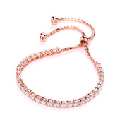 Rose Gold Plated CZ Claw Set Adjustable Tennis Bracelet
