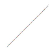 Silver Rainbow Round Stone CZ Tennis Bracelet