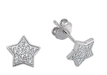 Sterling Silver CZ Star Studs