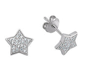 Sterling Silver CZ Star Studs